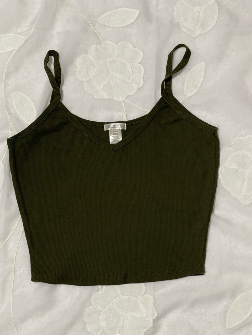 Bozzolo Olive Green Ribbed Camisole